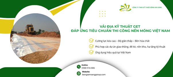 Vải địa kỹ thuật GET 200 được sử dụng làm lớp phân cách và gia cố nền móng cho công trình đường cao tốc, giúp tăng cường khả năng chịu tải và ổn định nền đất.